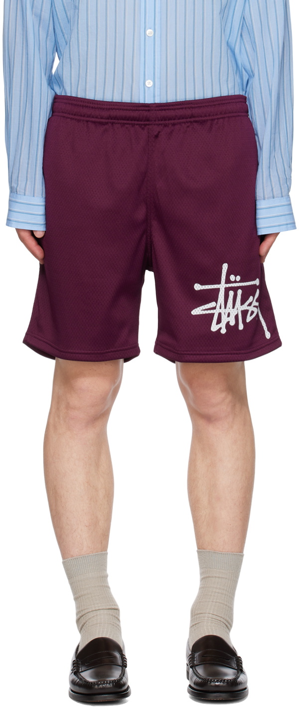 DISTRESSED BURGUNDY STAR SHORTS main image 1