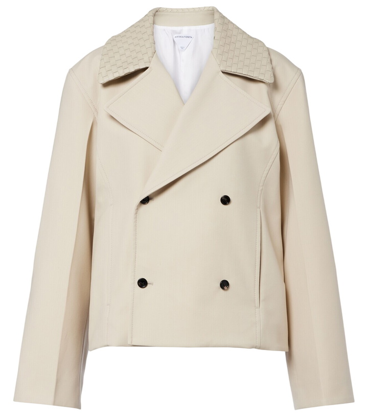 Photo: Bottega Veneta Intrecciato striped wool and cotton peacoat