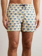 Canali - Slim-Fit Short-Length Printed Swim Shorts - Yellow