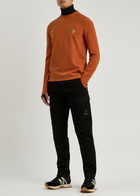 Moncler Grenoble Logo-embroidered Panelled Fleece top Orange