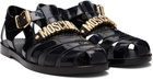 Moschino Black Jelly Logo Lettering Sandals