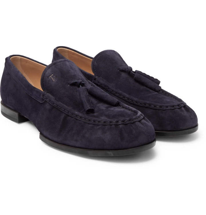 Photo: TOD'S - Suede Tasseled Loafers - Blue