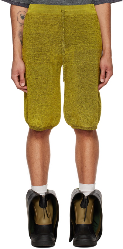 Photo: Isa Boulder SSENSE Exclusive Green & Khaki Flashy Reversible Shorts