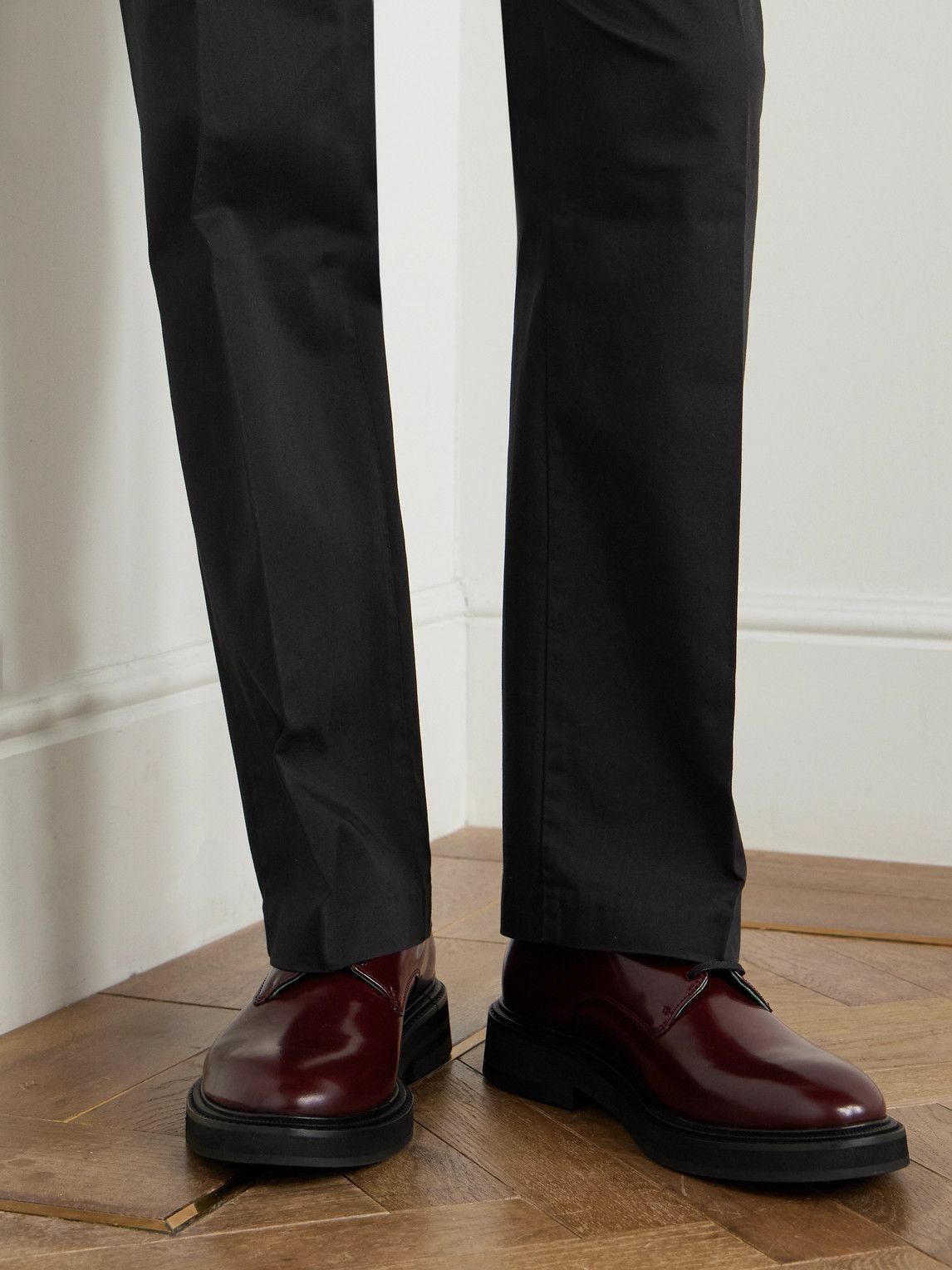 VINNY's - Officer Polished-Leather Derby Shoes - Burgundy