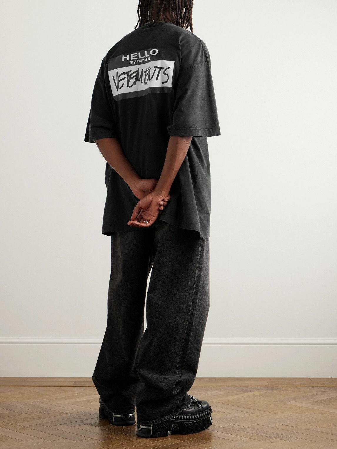 VETEMENTS - Logo-Print Cotton-Jersey T-Shirt - Black Vetements