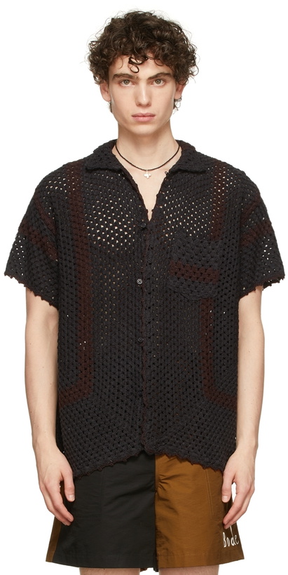 Photo: Bode Black Overdyed Crochet Shirt