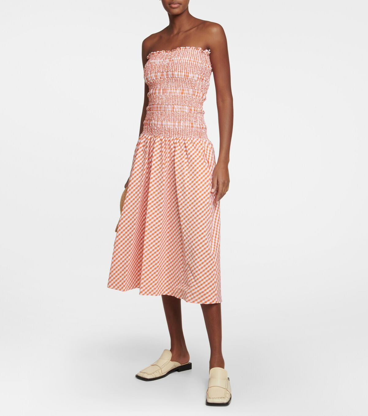 Kenzo - Shirred gingham cotton midi dress Kenzo