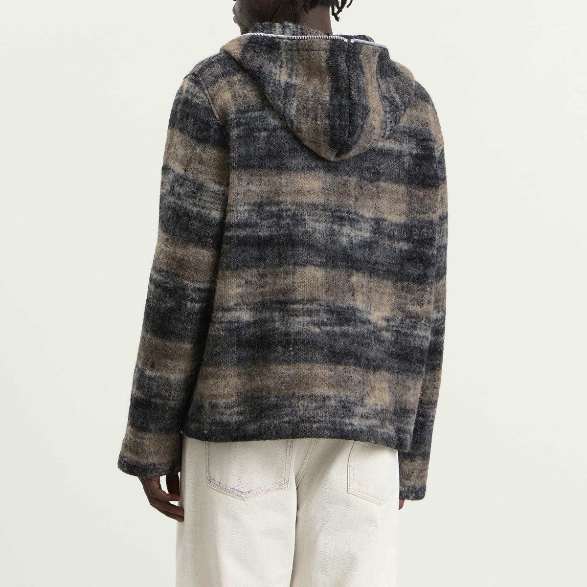 Our Legacy Men's Woods Check Lofty Wool Full Zip Hood in Night