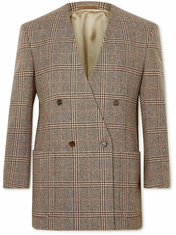 Photo: GUCCI - Double-Breasted Prince of Wales Checked Wool Blazer - Neutrals