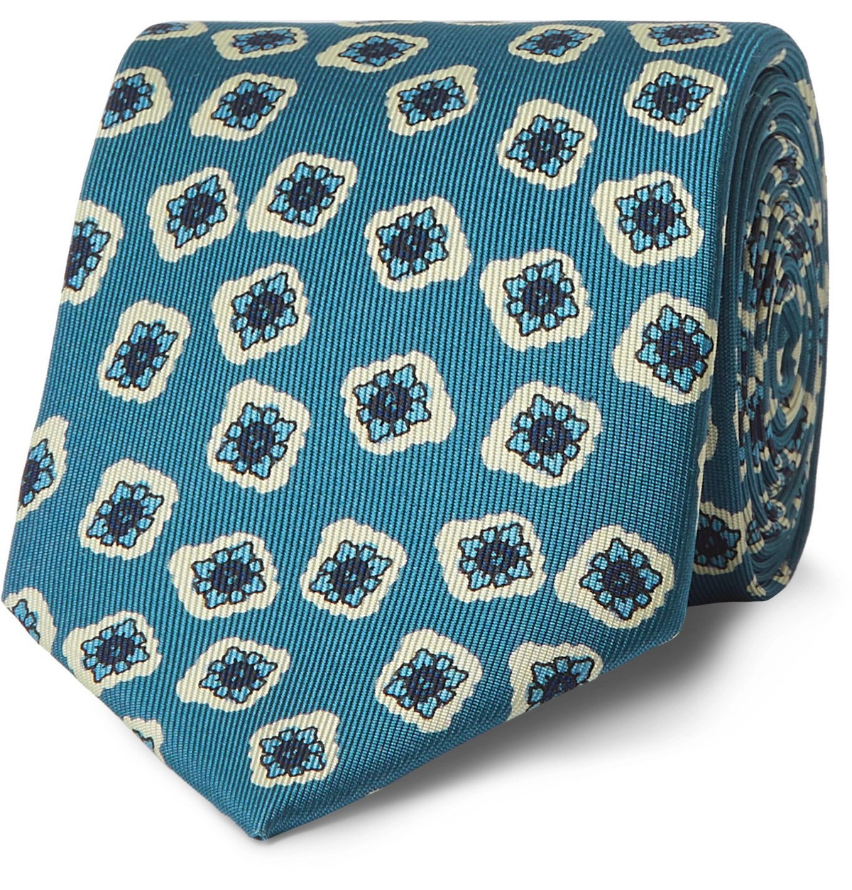 E.MARINELLA - 8cm Floral-Print Silk-Twill Tie - Blue