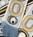 La DoubleJ Fringed printed silk twill scarf