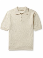 Maison Margiela - Cotton-Blend Bouclé Polo Shirt - Neutrals