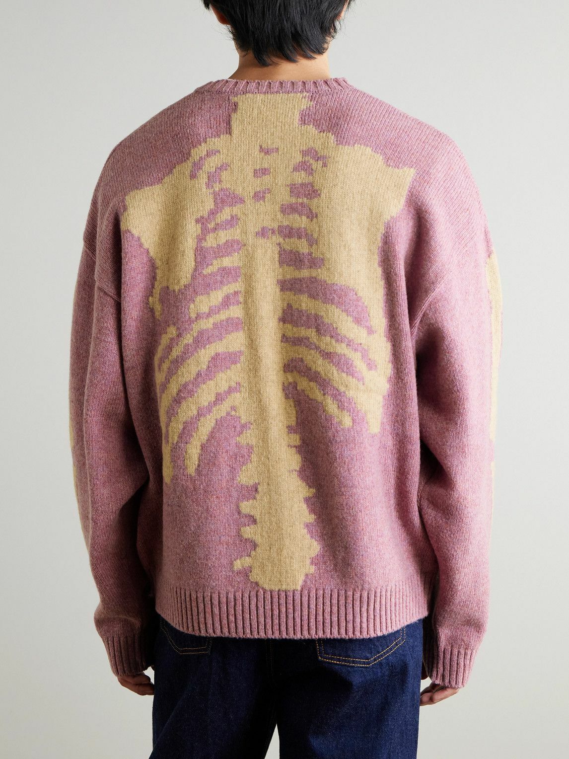 KAPITAL - Bone Oversized Intarsia Wool Sweater - Pink