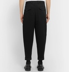 AMI - Tapered Cropped Pleated Cotton-Gabardine Trousers - Black