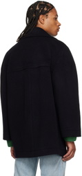 LOW CLASSIC Navy Wide Collar Peacoat