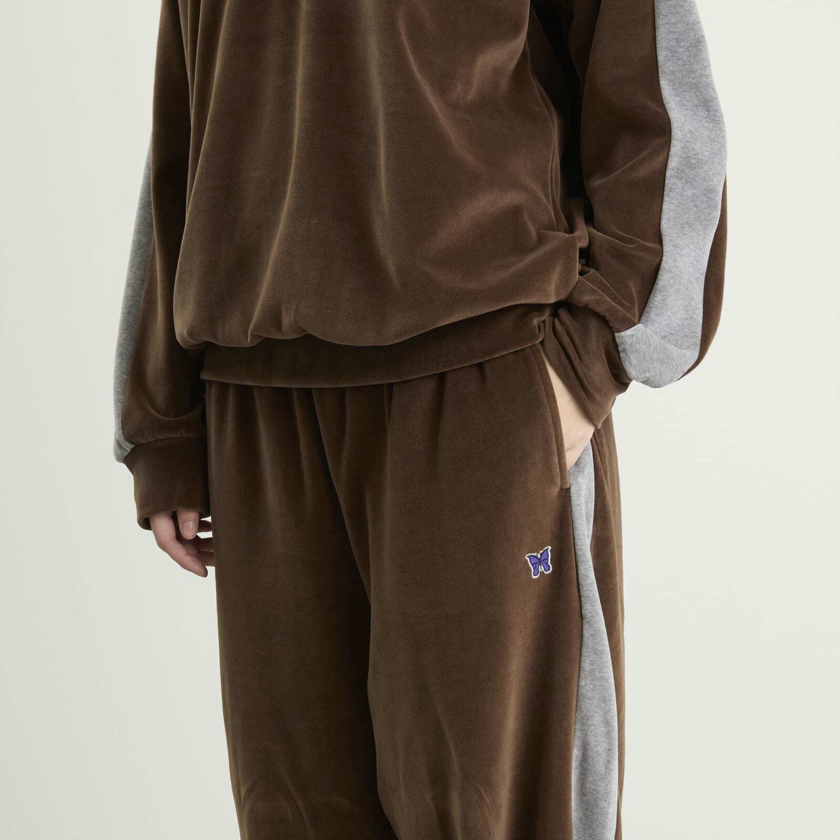 Needles Women's Side Line Sweat Pant in Brown