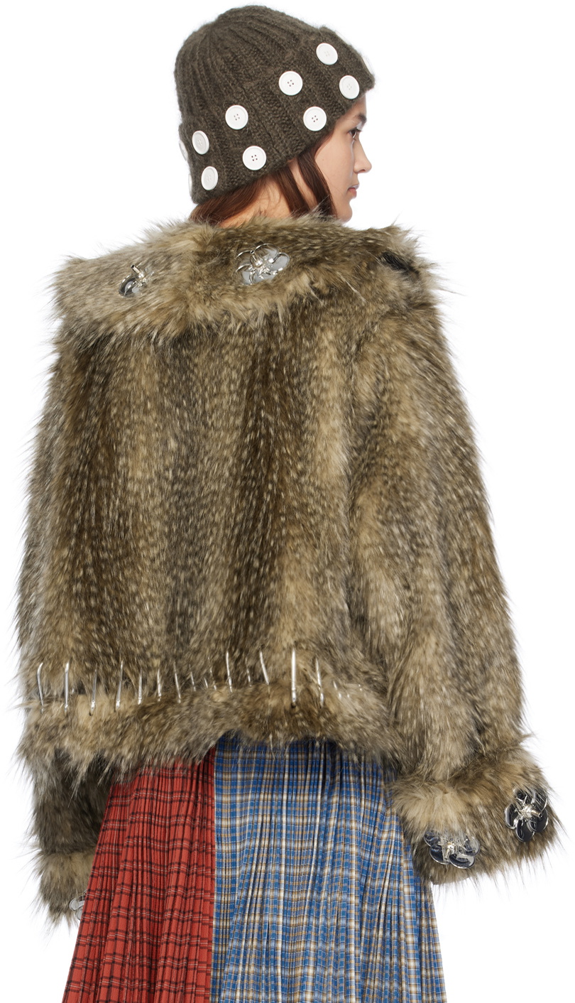 Chopova Lowena Brown Queenie Faux-Fur Jacket