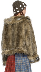 Chopova Lowena Brown Queenie Faux-Fur Jacket
