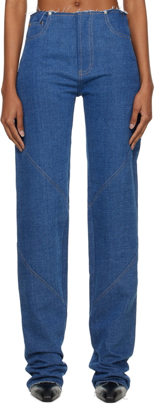 Photo: Jade Cropper SSENSE Exclusive Blue Paneled Jeans