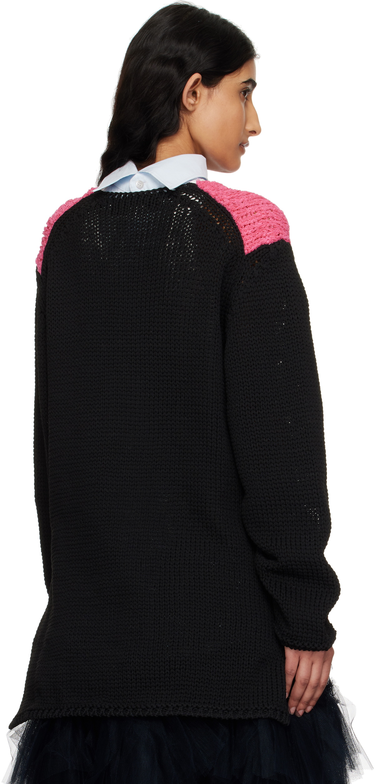 Comme des Garçons Homme Plus Black & Pink Crewneck Sweater