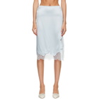 R2W Blue Milena Silk Lace Midi Skirt