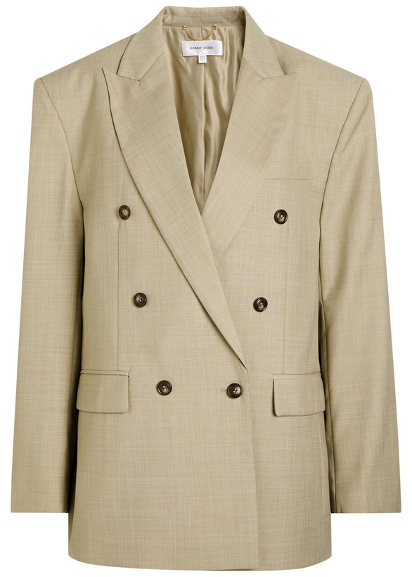 Photo: Ronny Kobo 1988 Double-breasted Woven Blazer Taupe