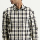 Balenciaga Men's Regular Fit Check Flannel Shirt in White/Black