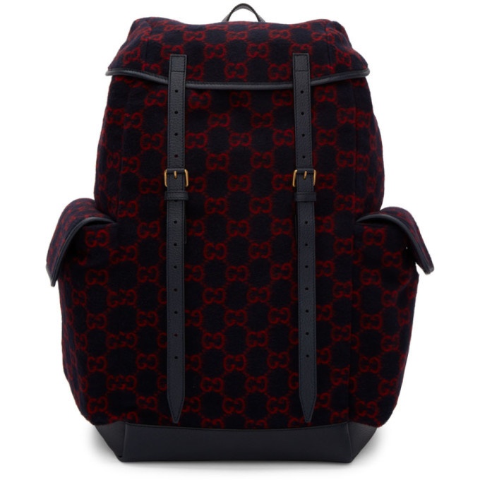Photo: Gucci Navy Wool GG Backpack