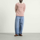 Jil Sander Men's Stripe Long Sleeve Polo in Salty Red