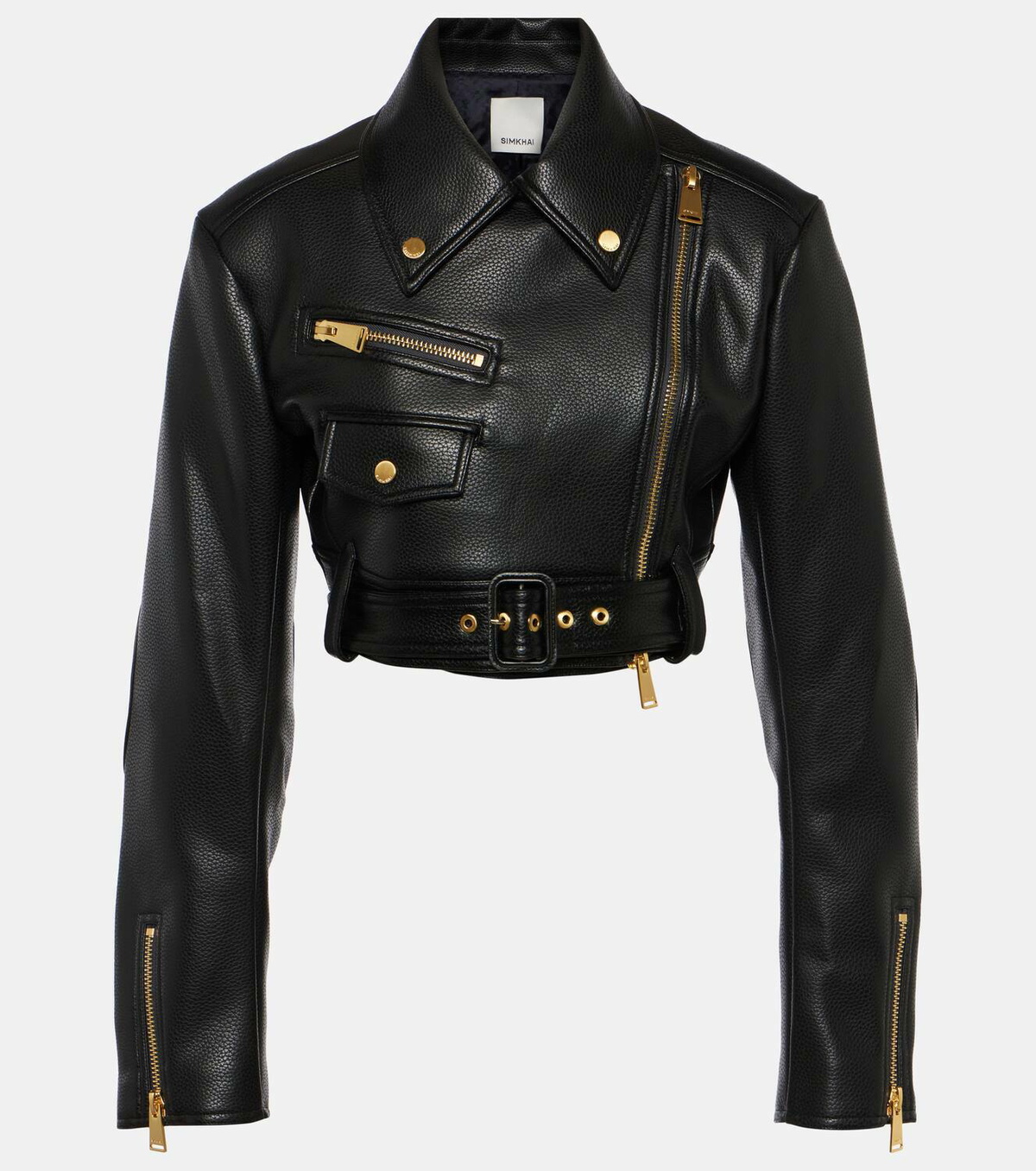 Simkhai Cropped leather biker jacket