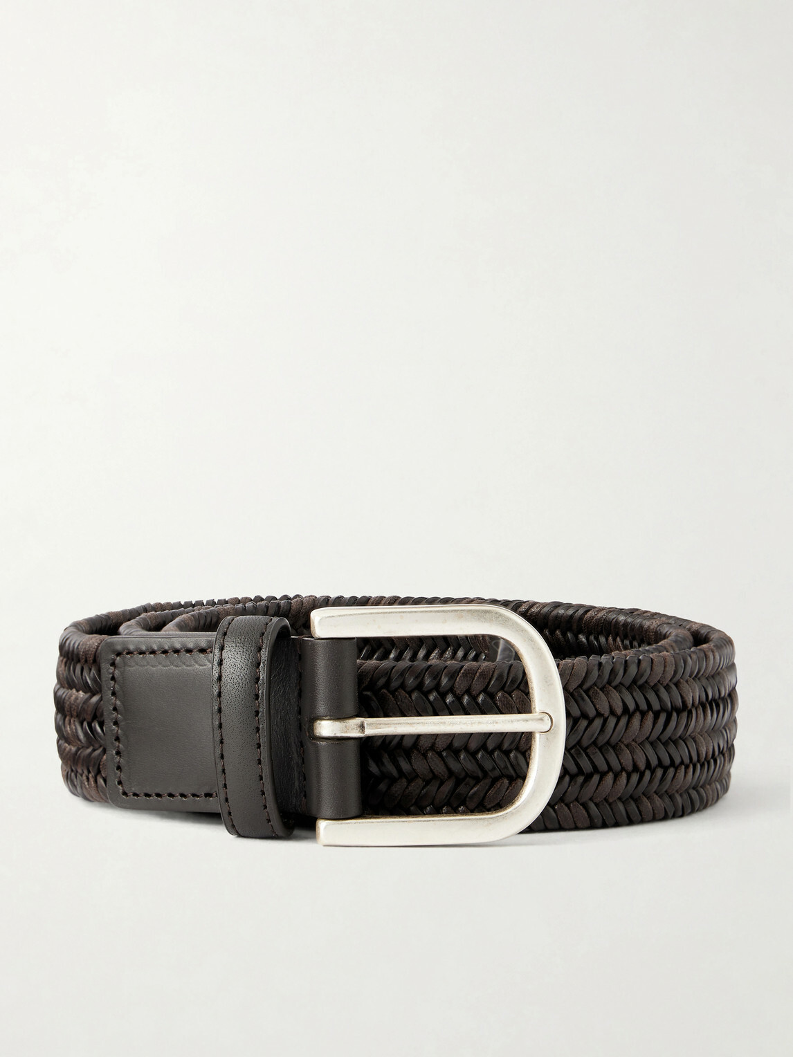 Canali - 3.5cm Weaved Bonded Leather Belt - Brown
