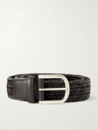 Canali - 3.5cm Weaved Bonded Leather Belt - Brown