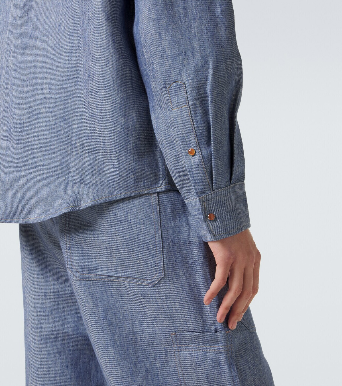 God's True Cashmere Linen denim shirt with carnelian