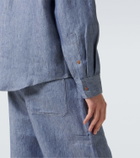 God's True Cashmere Linen denim shirt with carnelian