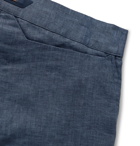 Sease - Sunset Suede-Trimmed Linen Shorts - Blue