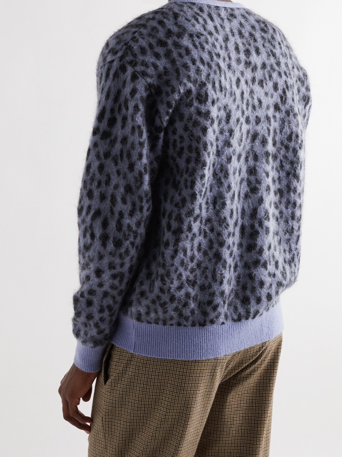 WACKO MARIA - Leopard Jacquard-Knit Cardigan - Purple - L Wacko Maria