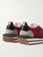 TOM FORD - James Rubber-Trimmed Leather, Suede and Nylon Sneakers - Red