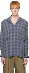 YOKE Blue & Purple Blurred Ombre Plaid Shirt