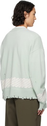 Feng Chen Wang Green Yu Zu Xie Ripped Jacquard Cardigan