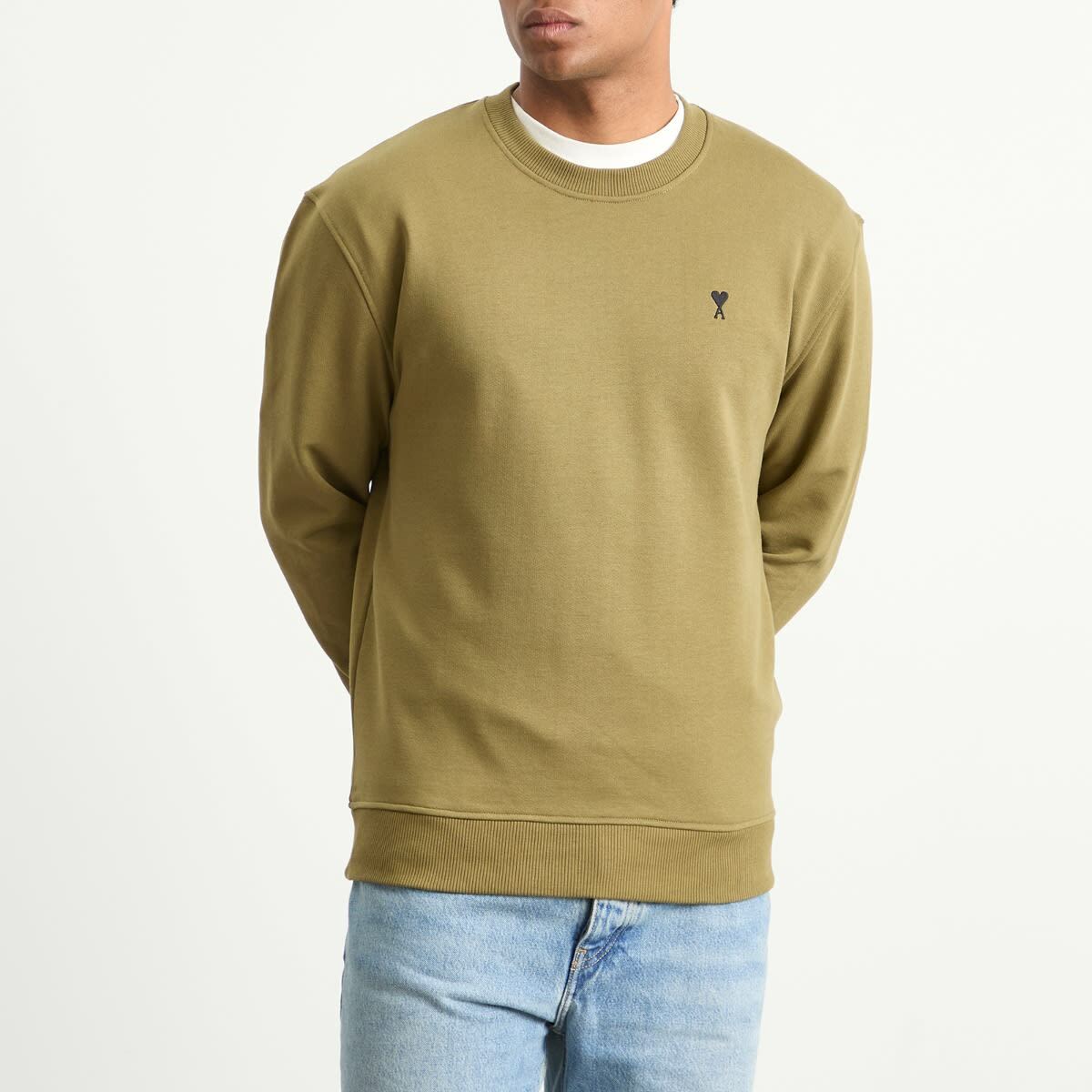 AMI Paris Men's Loopback Light Fleece ADC Sweatshirt in Bronze