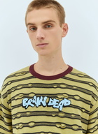 Brain Dead Embroidered Puckered Striped T-Shirt