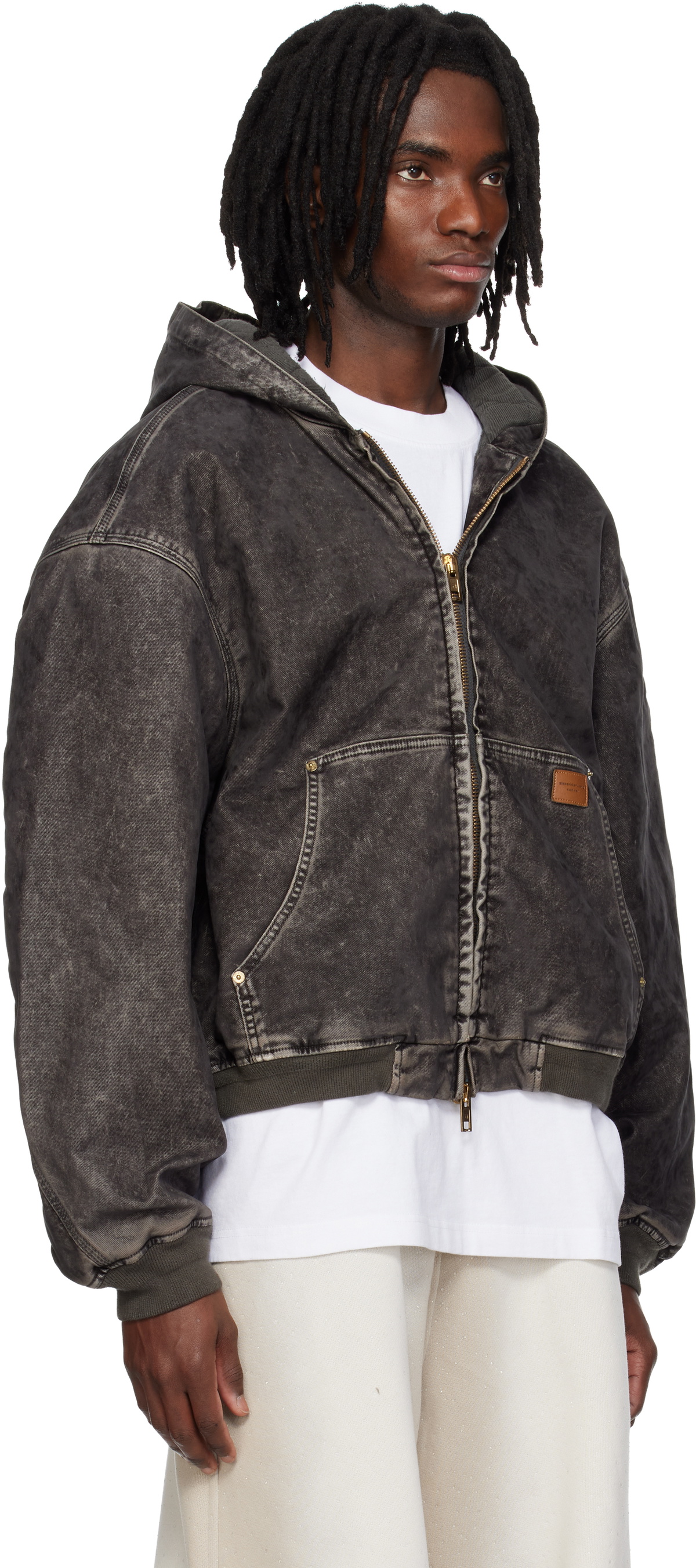 Alexander Wang Black Flocked Oversized Carpenter Jacket