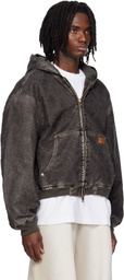 Alexander Wang Black Flocked Oversized Carpenter Jacket