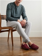 Mr P. - Babouche Shearling-Lined Suede Slippers - Burgundy
