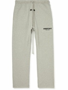FEAR OF GOD ESSENTIALS - Straight-Leg Logo-Flocked Cotton-Blend Jersey Sweatpants - Gray
