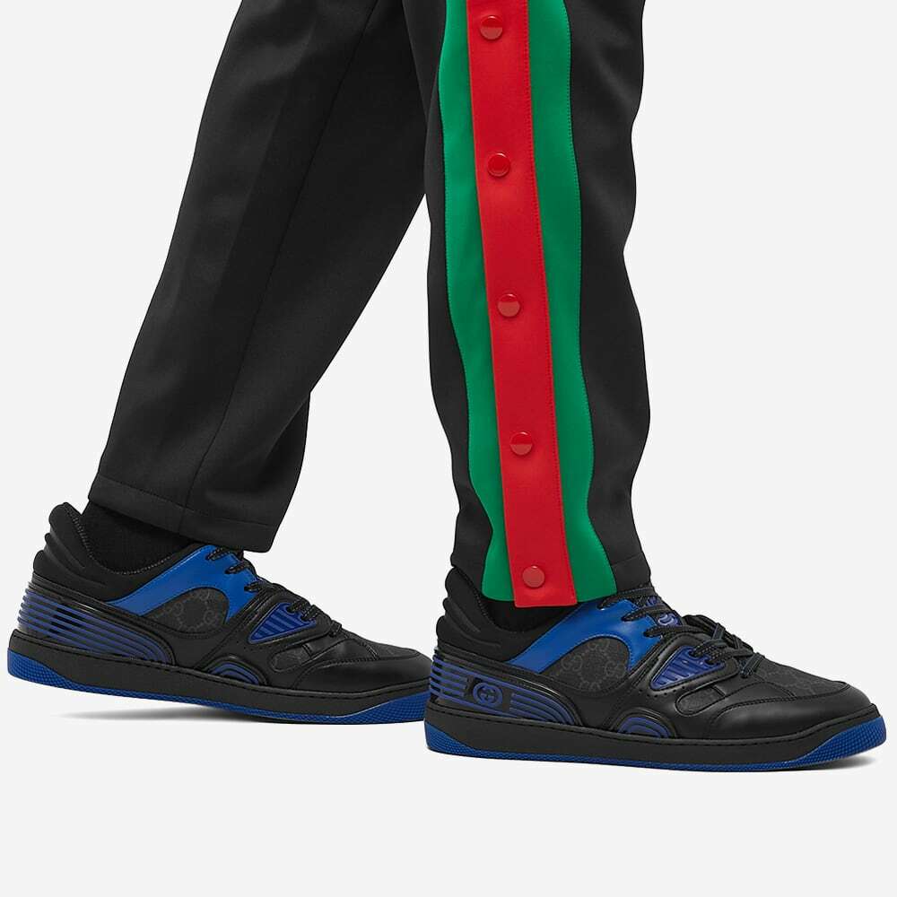 Gucci Men's Basket Low Sneakers in Black/Blue Gucci