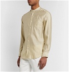 Odyssee - Edwards Grandad-Collar Striped Silk and Cotton-Blend Shirt - Neutrals