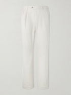 Hartford - Trunk Straight-Leg Pleated Cotton Woven Trousers - Neutrals