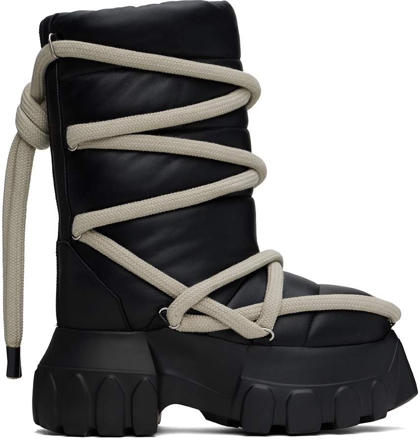 Rick Owens Black Porterville Lunar Mega Tractor Boots Rick Owens