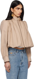 Chloé Beige Cotton Canvas Gathered Boule Jacket